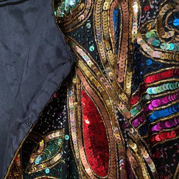 Vintage Laurence Kazar NY Paisley Sequin Beaded Jacket, 100% Silk, Large. - Picture 6 of 12